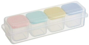 スケーター(Skater) 保存容器 小分け 作りおき 容器 シール容器 100ml 小4個 ケース付きレンジ対応 パウダーパステル CCBC4C