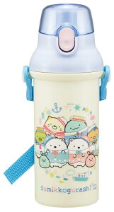 スケーター(Skater) 子供用 プラスチック 水筒 480ml ワンプッシュ開閉 抗菌 子供に優しい 軽量 抗菌加工 日本製 すみっコぐらし しろくまふるさと 女の子 PSB5SANAG69169