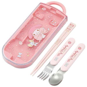 スケーター(Skater) 子供用 お弁当 トリオセット 箸 スプーン フォーク キッズ カトラリー 抗菌 加工 開けやすいスライド式 日本製 サンリオ マイメロディ ビッグリボン 女の子 TACC2AG