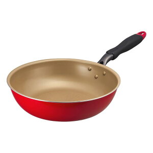 【新モデルは軽くなりました】 エバークック 炒め鍋 深型 フライパン 28cm IH対応 ガス火対応 【500日保証】 こげつきにくいフライパン PFOA PFOS フリー レッド ドウシシャ