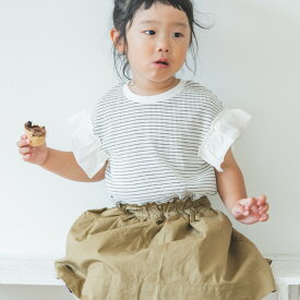 ＼マラソン中全品ポイントUP／子供服 女の子 フリル トップス tシャツ [ 袖フリル Tシャツ ] キッズ （メール便）/ 送料無料 ワッフル フレンチスリーブ 半袖 かわいい ナチュラル ドット ボーダー チェック 保育園着 3歳/4歳/5歳 エフオー FO S207113 母の日