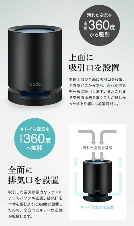 楽天市場】cado カドー 空気清浄機 LEAF 120 (15畳タイプ) AP-C120-BK 