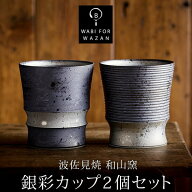 お中元 夏ギフト （波佐見焼）銀彩ペアカップ 写真入り メッセージカード無料 名入れ 贈答品 gws 食べ物 …