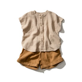【スーパーSALE 半額 50％OFF セール 期間限定】子供服 男の子 セットアップ 夏 [ ダブルガーゼ2WAYセットアップ ] ベビー服 キッズ服 女の子 ズボン ショートパンツ ボトムス 無地 夏 涼しい 通園 ルームウェア 80/90/100 パジャマ 羽織 はおり dej
