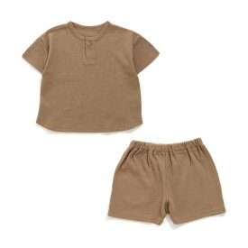 子供服 ルームウェア [ ワッフルパジャマ ] （メール便）ベビー服 キッズ服 男の子 女の子 半袖 夏 涼しい 綿100 ズボン 通園 無地 80/90/100 セットアップ エフオー FO 贈答品 JGS