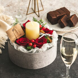 フラワーアレンジメント＋チョコレートケーキ ホシファーム 薔薇のケーキでお祝いギフト ホテルオークラ クーベルチュールショコラケーキセット キャンドル付 花とお菓子 メーカー直送 のし包装紙メッセージカード不可 スイーツ 誕生日プレゼント JGS 送料無料 バレンタイン