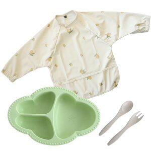 bien mange! ベビー食器カトラリーセット+名前入り長袖お食事スタイ bien mange! リヤンドファミーユ ベビー ベビー食器 セット 名前入り お食事スタイ お食事エプロン 出産祝い