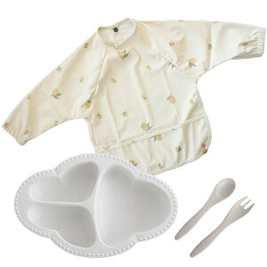 bien mange! ベビー食器カトラリーセット+名前入り長袖お食事スタイ bien mange! リヤンドファミーユ ベビー ベビー食器 セット 名前入り お食事スタイ お食事エプロン 出産祝い
