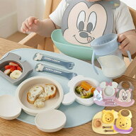 楽天1位獲得 出産祝い ベビー食器 ミッキー・ミニー アイコンランチプレート+名前入りお食事エプロンセッ…