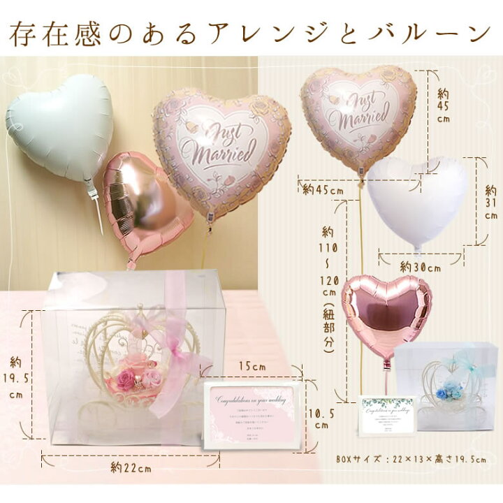 バルーン電報 結婚式 プリザーブドフラワー カード付 ゲスト シンデレラ 電報 誕生日祝い 結婚式受付 開店祝い 新築祝い サムシングブルー 大人かわいい 風船 ボヌール かんたん申込 祝電 自由文メッセージ対応 おひめさま 結婚祝い お祝い おしゃれ かぼちゃの馬車