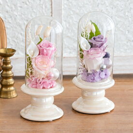 プリザーブドフラワー お供え花 ガラスドーム仏花 ローズメモリー|