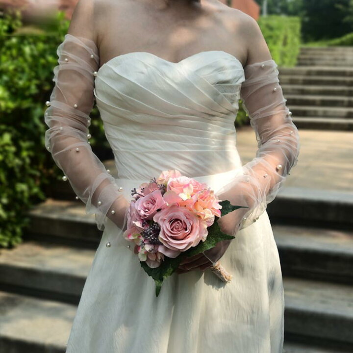 楽天市場】付け袖 ドレス ふんわり 二の腕 隠し パール ふわふわつけ袖  