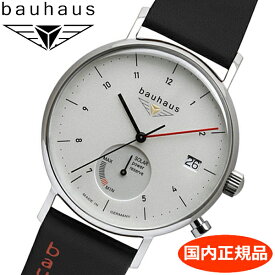 【クリーナープレゼント】BAUHAUS バウハウス ソーラーウォッチ パワーリザーブ計付き 腕時計 41mm ホワイト文字盤 2112-1SP 【国内正規品】