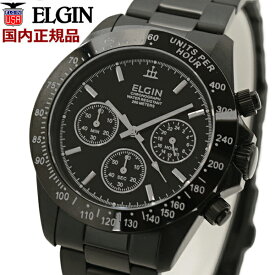 ELGIN(エルジン)　腕時計 メンズ ウォッチ クロノグラフ ブラックIP FK1059B-W