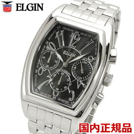 ELGIN エルジン 腕時計 トノー型 クロノグラフ メンズ ブラック文字盤 FK1215S-B