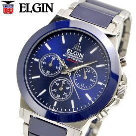 ELGIN エルジン 腕時計 セラミック クロノグラフ メンズ ブルー FK1417C-BL