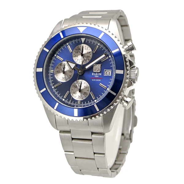楽天市場】ELGIN エルジン 腕時計 クロノグラフ メンズ ブルー FK1418S