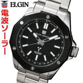 エルジン ELGIN 電波ソーラーウォッチ 腕時計 10気圧防水 太陽電池 メンズ 男性用 ブラック文字盤 FK1432S-BP