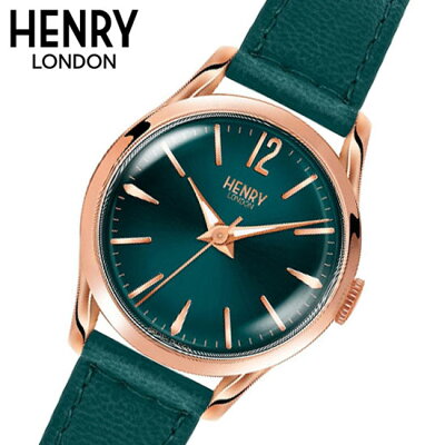 【ヘンリーロンドン】HENRYLONDON腕時計ぺウォッチ(男女2本セット)メンズ39mm&レディース25mm牛革ベルトエメラルドグリーンxローズゴールドストラトフォードStratfordHL39-S-0134HL25-S-0128