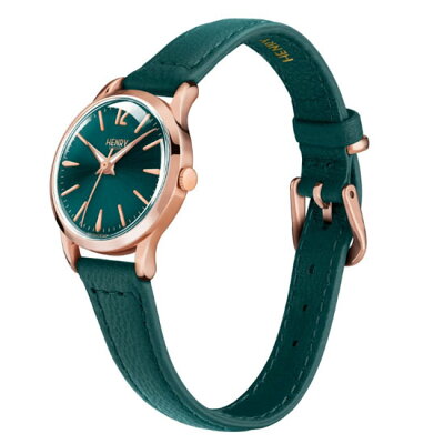 【ヘンリーロンドン】HENRYLONDON腕時計ぺウォッチ(男女2本セット)メンズ39mm&レディース25mm牛革ベルトエメラルドグリーンxローズゴールドストラトフォードStratfordHL39-S-0134HL25-S-0128