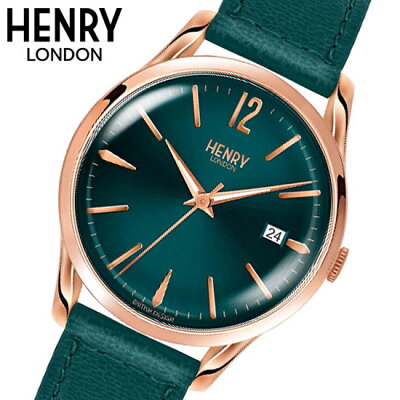 【ヘンリーロンドン】HENRYLONDON腕時計ぺウォッチ(男女2本セット)メンズ39mm&レディース25mm牛革ベルトエメラルドグリーンxローズゴールドストラトフォードStratfordHL39-S-0134HL25-S-0128