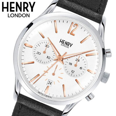【ヘンリーロンドン】HENRYLONDON腕時計41mmクロノグラフメンズ牛革ベルトホワイトヘンリーロンドンHENRYLONDONハイゲートHighgateHL41-CS-0011