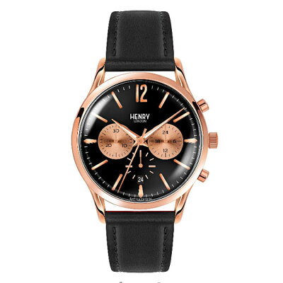 【ヘンリーロンドン】HENRYLONDON腕時計41mmクロノグラフメンズ牛革ベルトブラックxローズゴールドヘンリーロンドンHENRYLONDONチャンセリーChanceryHL41-CS-0042