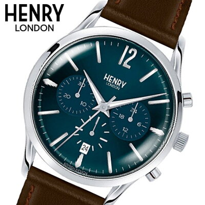 【ヘンリーロンドン】HENRYLONDON腕時計41mmクロノグラフメンズ牛革ベルトグリーンxイエローゴールドヘンリーロンドンHENRYLONDONナイツブリッジKnightsbridgeHL41-CS-0107