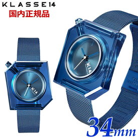 【クリーナープレゼント】KLASSE14 クラス14 クラスフォーティーン K14 IRREGULARLY SQUARE Blue with Mesh Strap 34mm イレギュラリー スクエア ブルー レディース 腕時計 ステンレスベルト WKF20BE001W【国内正規品】
