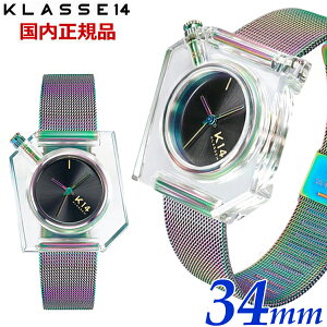 �y�N���[�i�[�v���[���g�zKLASSE14 �N���X14 �N���X�t�H�[�e�B�[�� K14 IRREGULARLY SQUARE Rainbow Transparent with Mesh Strap 34mm �C���M�������[ �X�N�G�A ���C���{�[ ���f�B�[�X �r���v �X�e�����X�x���g WK