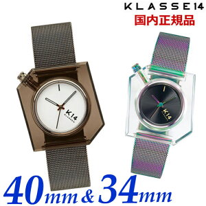 �y�N���[�i�[�v���[���g�zKLASSE14 �N���X14 �N���X�t�H�[�e�B�[�� �y�A�E�H�b�`�i2�{�Z�b�g�jK14 IRREGULARLY SQUARE Vintage Gold x Rainbow with Mesh Strap 40mm & 34mm �C���M�������[ �X�N�G�A �r���v �X�e����