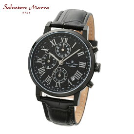 サルバトーレマーラ SALVATORE MARRA メンズ腕時計 クロノグラフ クロコ型押し牛革レザーベルト ブラック x ブラック SM22103-BKBK