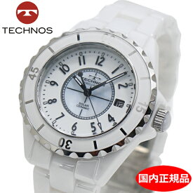 【テクノス】 TECHNOS ソーラーウォッチ 太陽電池 腕時計 セラミック ホワイト メンズ TE9002TW