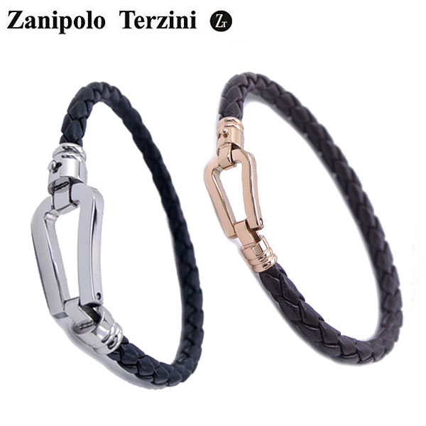 2本セット ザニポロタルツィーニ 正規品 Zanipolo 送料無料でお届けします Terzini ザニポロ タルツィーニ レザーブレスレット メンズ レディース 感謝価格 ZTB2610-SSBK-SRGBR ペア 男女2本セット サージカルステンレス製