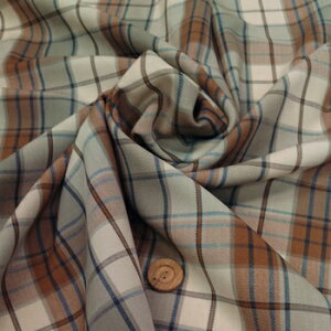 【 ウール・ナイロン チェック柄 ブラウン系 】2個(1m)以上、50cm単位販売商品