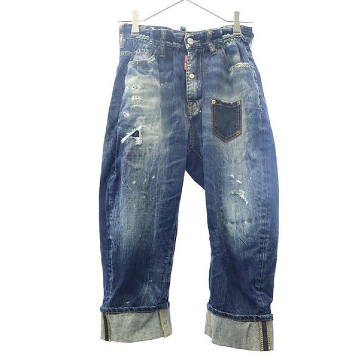 楽天市場】ディースクエアード クロップド デニムパンツ 36 ブルー 