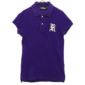 ラルフローレンラグビー ワッペン 半袖 ラガーシャツ S パープル RALPH LAUREN RUGBY ポロシャツ レディース 【中古】 【230711】