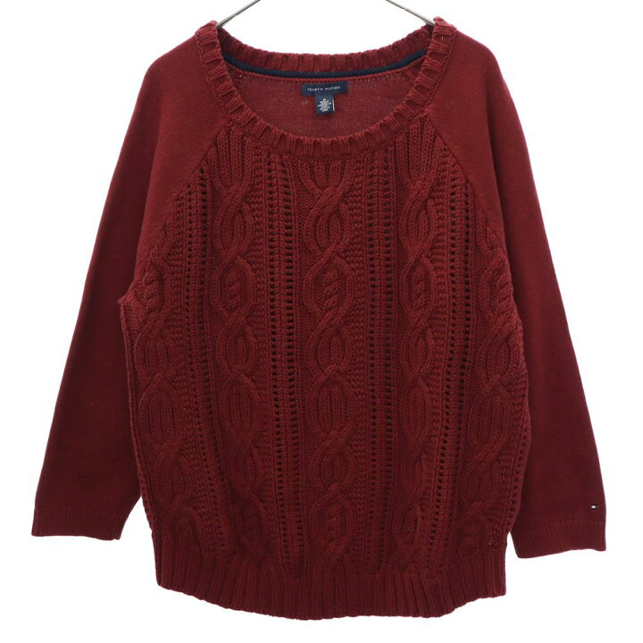 楽天市場】古着 トミーヒルフィガー 長袖 セーター M レッド TOMMY 