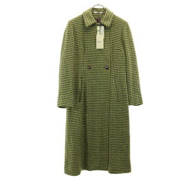 未使用 アクアスキュータム 千鳥柄 ウールブレンド ロングコート 9 グリーン系 Aquascutum レディース 【中古】 【240123】