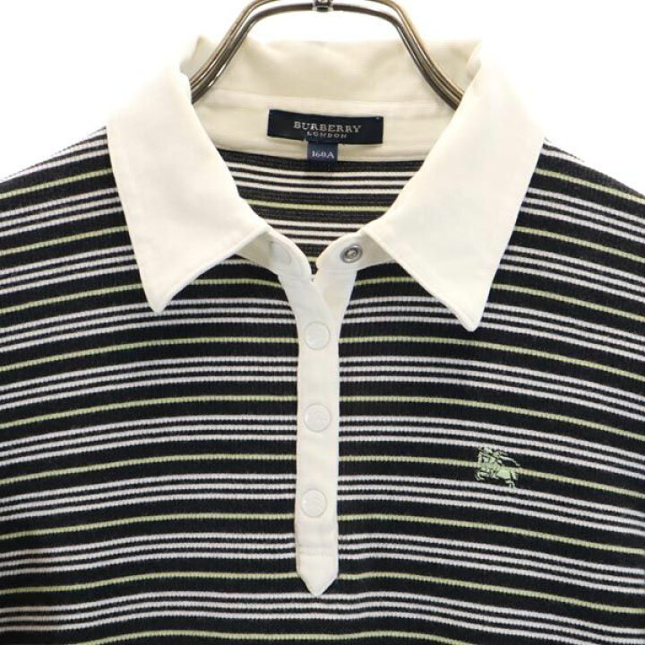 楽天市場】バーバリー 長袖 ポロ ボーダー柄 シャツ 160A 黒×白×黄  