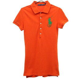 ラルフローレン ビッグポニー 刺繍 半袖ポロシャツ XS オレンジ RALPH LAUREN 鹿の子地 レディース 【中古】 【230616】 メール便可