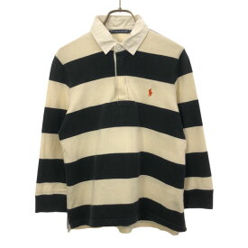 ラルフローレン ボーダー 長袖 ラガーシャツ L ブラック×ホワイト RALPH LAUREN ポロシャツ レディース 【中古】 【240411】