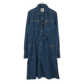 未使用 ジースターロウ 長袖 デニム シャツワンピース M ブルー G-STAR RAW レディース 【中古】 【240413】