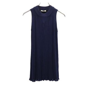 ソニアリキエル イタリア製 ノースリーブ チュニック ニット XS ネイビー Sonia Rykiel リブ レディース 【中古】 【231115】