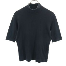 アニエスベー 日本製 5分袖 ハイネック Tシャツ T3 黒 agnes b. レディース 【中古】 【240421】 メール便可