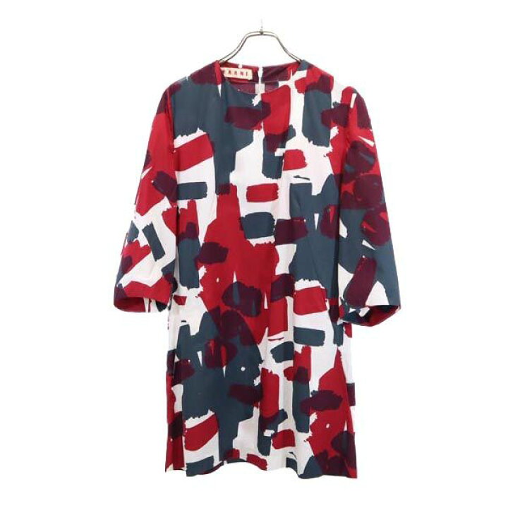 楽天市場】マルニ 総柄 ワンピース 40 レッド×グレー MARNI イタリア製 