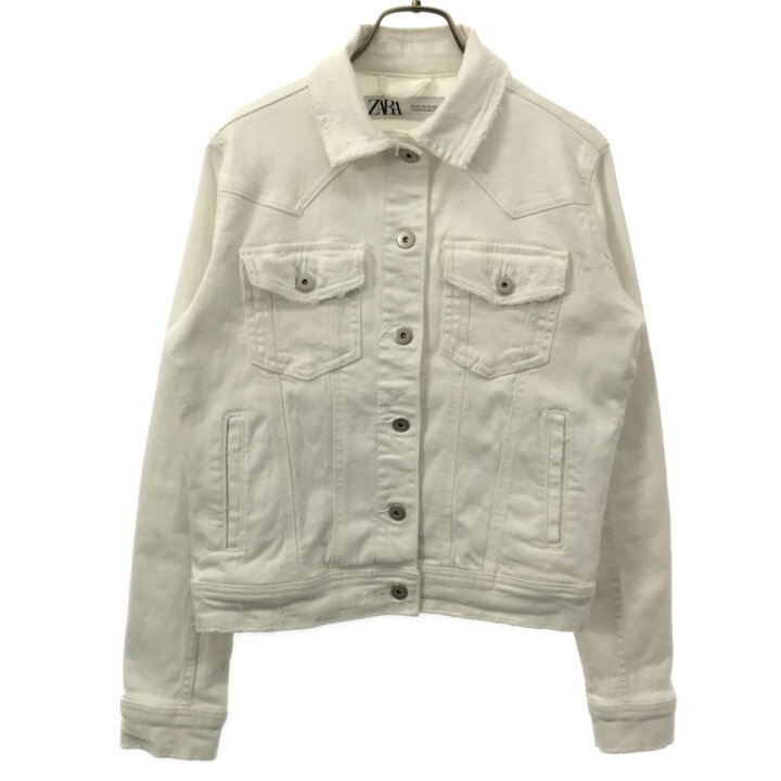 楽天市場】古着 ザラ ダメージ加工 デニムジャケット XS ホワイト ZARA 