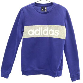 アディダス プリント スウェット M ブルー×グレー adidas 長袖 トレーナー レディース 【中古】 【230218】