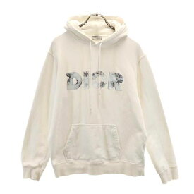 ディオール プリント 長袖 スウェットパーカー L ホワイト Dior 裏起毛 プルオーバー レディース 【中古】 【231231】 【PD】