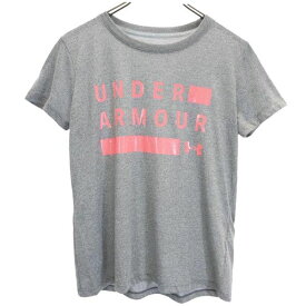 アンダーアーマー プリント 半袖 Tシャツ MD グレー系 UNDER ARMOUR ロゴ レディース 【中古】 【230805】 メール便可